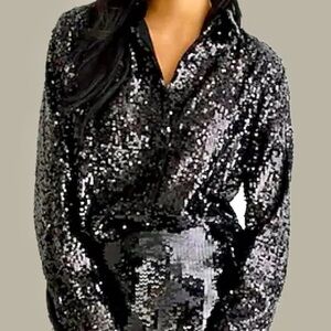 J.Crew Black Sequin Top